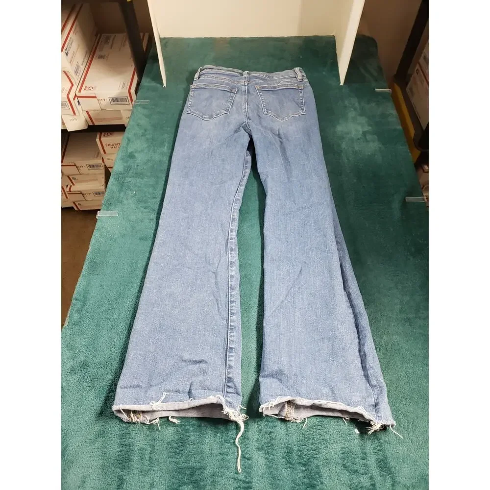 Loft Jeans Size 6 Petite Women Blue Pants Denim Stretch Mid Rise Flared Wide Leg